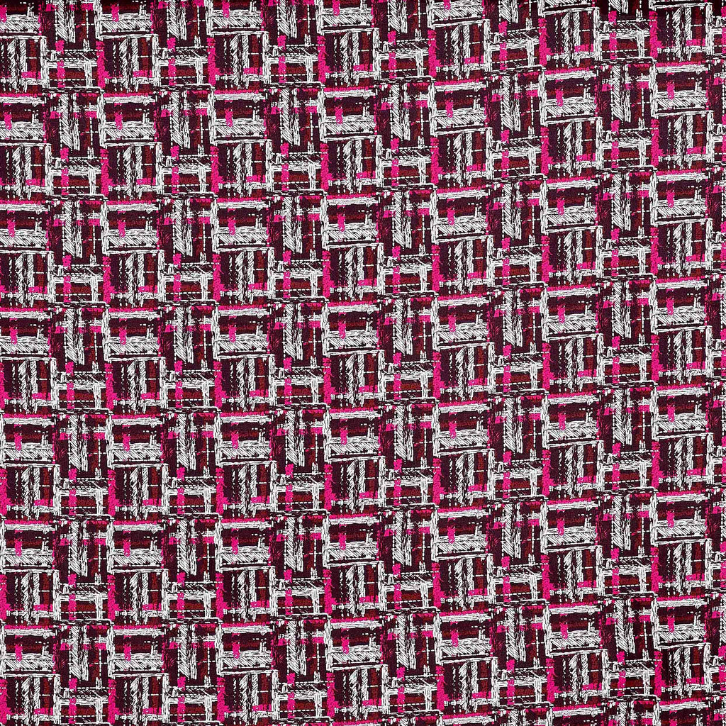 FUCHSIA COMBO | 25753-1181P - KENSINGTON CHECK PUFF PRINT ITY - Zelouf Fabrics