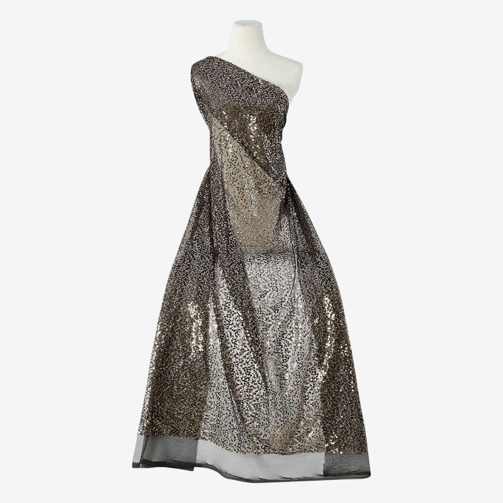 HALI TWO TONE SEQUIN MESH  | 25763 TAUPE/GOLD/BLK - Zelouf Fabrics