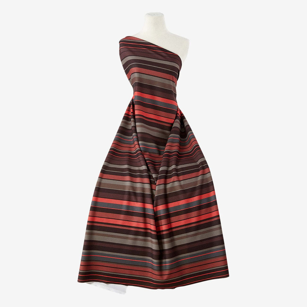 RED/TAUPE | 25766-5664DP - CHELSEA STRIPE PRINT SCUBA CREPE - Zelouf Fabrics