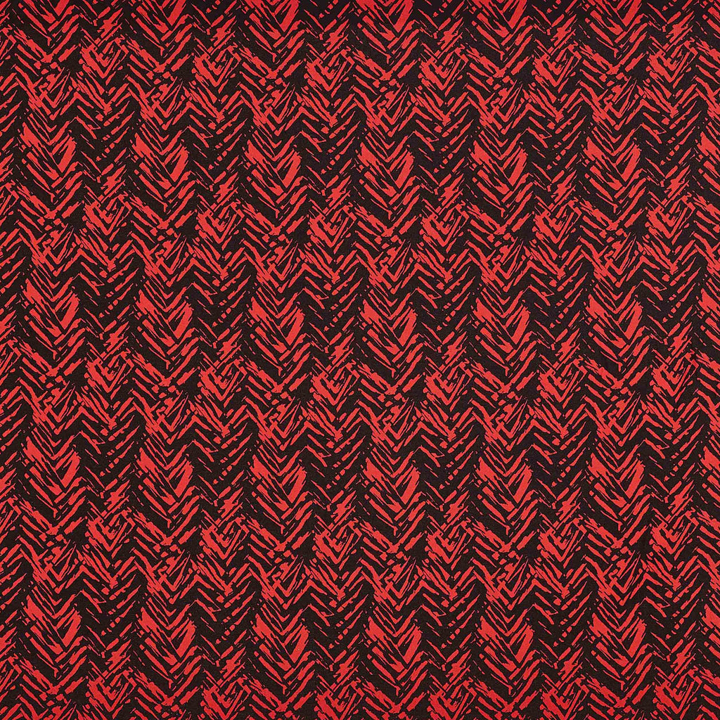RED/BLACK | 25768-5670 - ZE HERRINGBONE SCUBA CREPE JACQUARD - Zelouf Fabrics