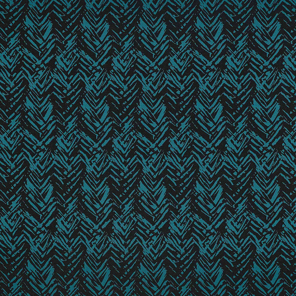 TEAL/BLACK | 25768-5670 - ZE HERRINGBONE SCUBA CREPE JACQUARD - Zelouf Fabrics