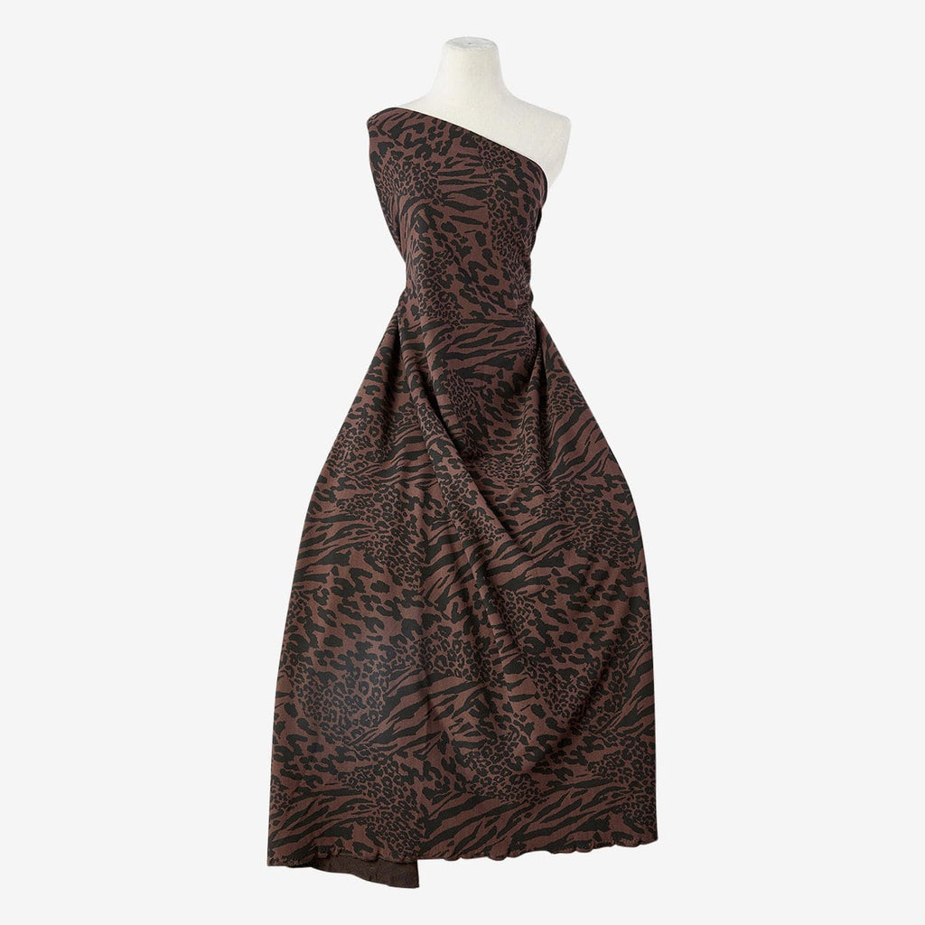 MIXED ANIMAL SCUBA CREPE JACQUARD  | 25769-5670 BROWN/BLACK - Zelouf Fabrics