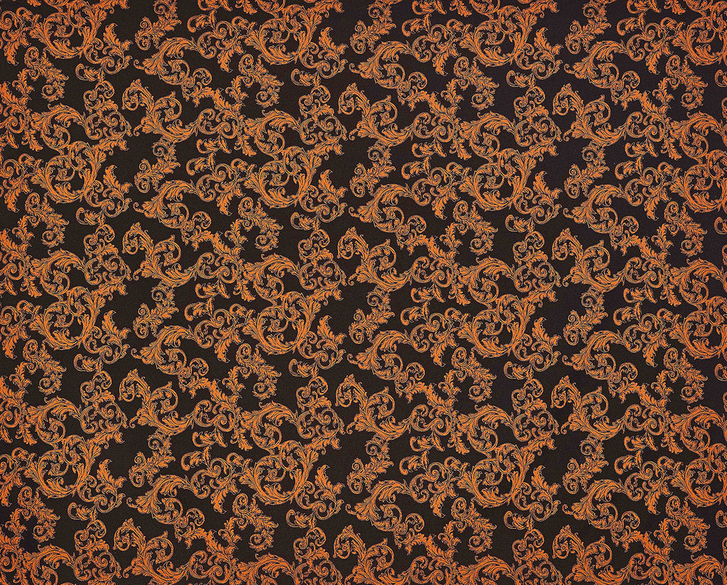 BLACK/BRONZE | 25770-5670 - SCROLL SCUBA CREPE JACQUARD - Zelouf Fabrics