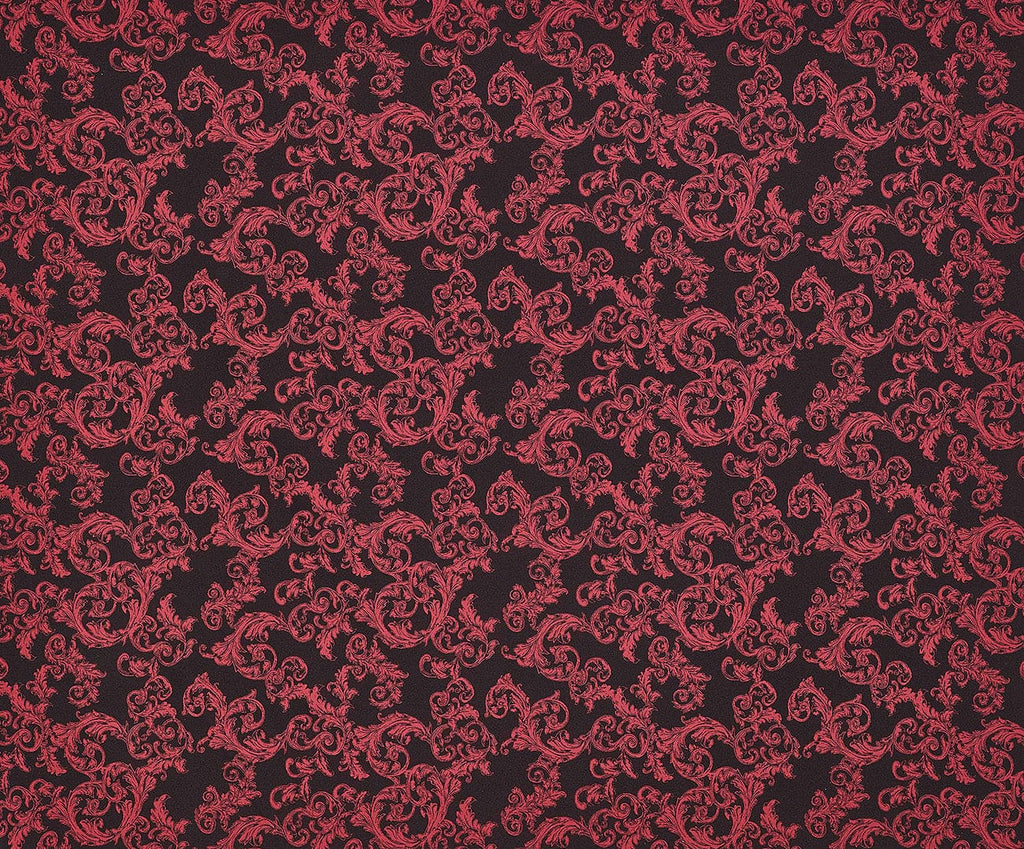 BLACK/RED | 25770-5670 - SCROLL SCUBA CREPE JACQUARD - Zelouf Fabrics