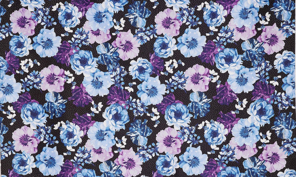 BRITNEY FLORAL FOIL PRINT MIKADO  | 25774FOL-4765DP  - Zelouf Fabrics