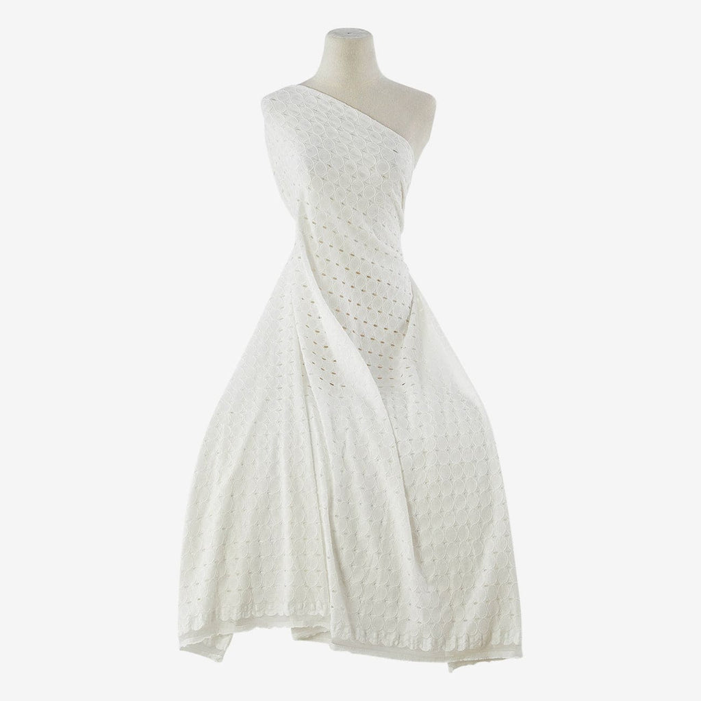 MOON EYELET STRETCH LACE  | 25899 WHITE - Zelouf Fabrics