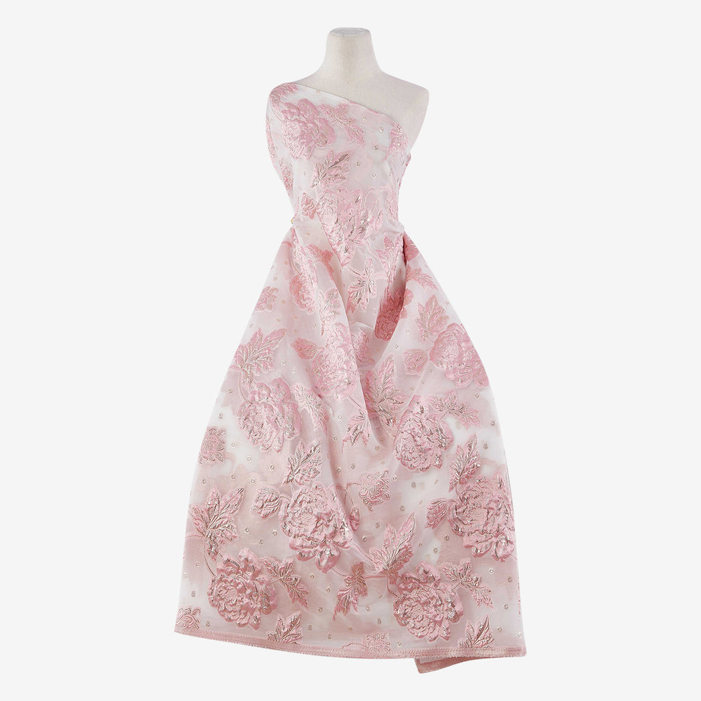 PIPPIN FLORAL ORGANZA JACQUARD  | 25919 DAZZLING ROSE - Zelouf Fabrics