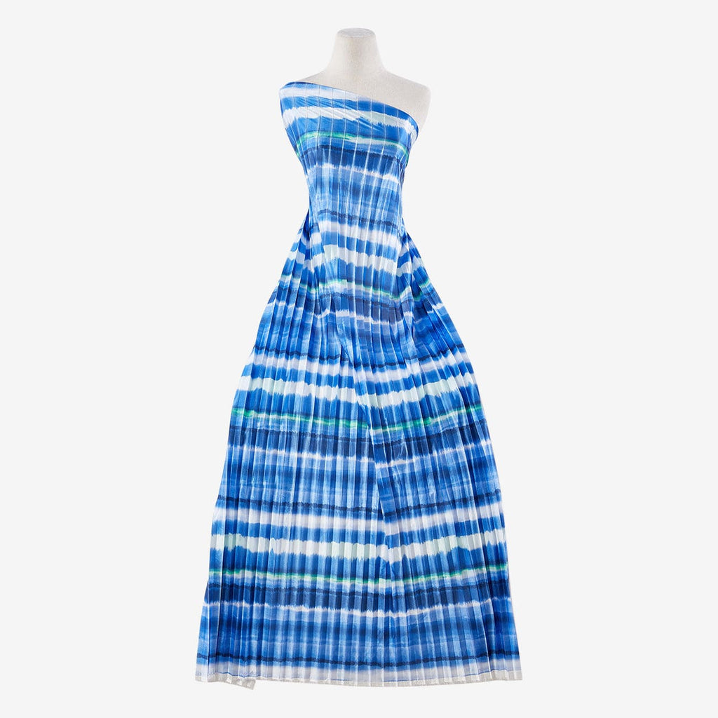 BLUE COMBO | 25938PLT - AMAL TIEDYE SKINNY PLEATED BODRE - Zelouf Fabrics