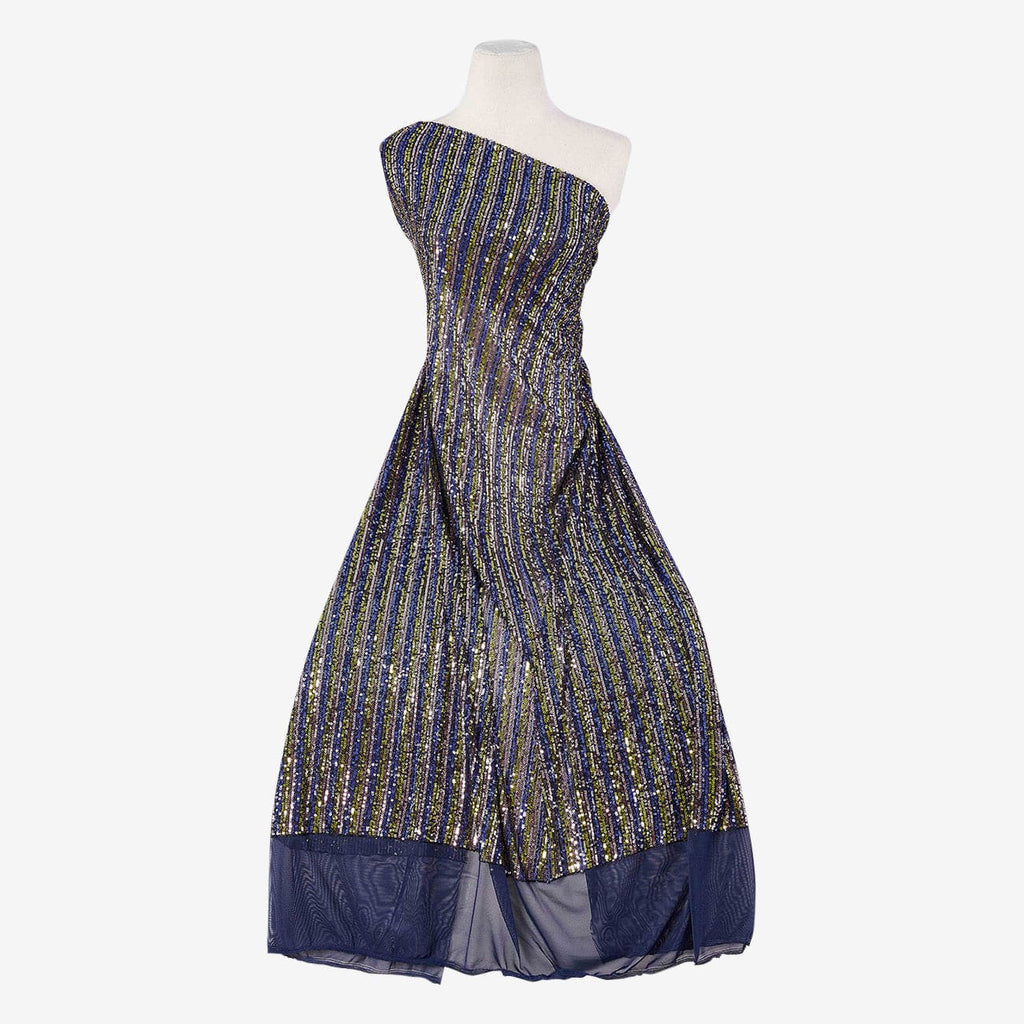 CASTILLA THREE COLOR STRIPE SEQUIN  | 25940 BLUE MULTI - Zelouf Fabrics