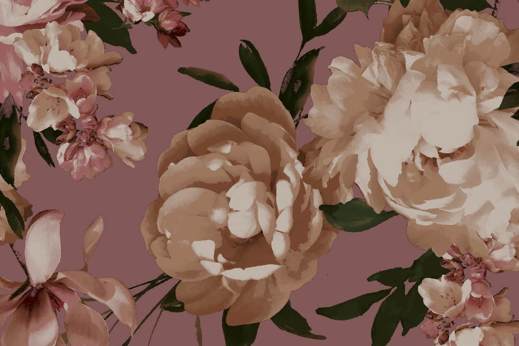 CATALINA FLOWER PRINT BELLE CREPE  | 26032-1323DP DUSTY ROSE COMBO - Zelouf Fabrics