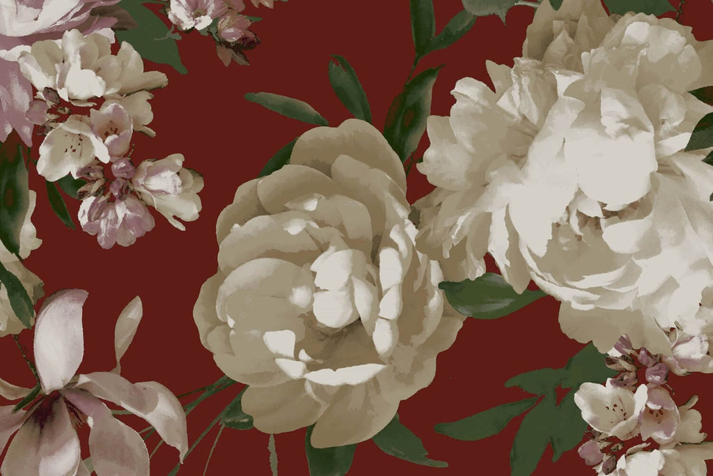 CATALINA FLOWER PRINT BELLE CREPE  | 26032-1323DP WINE COMBO - Zelouf Fabrics