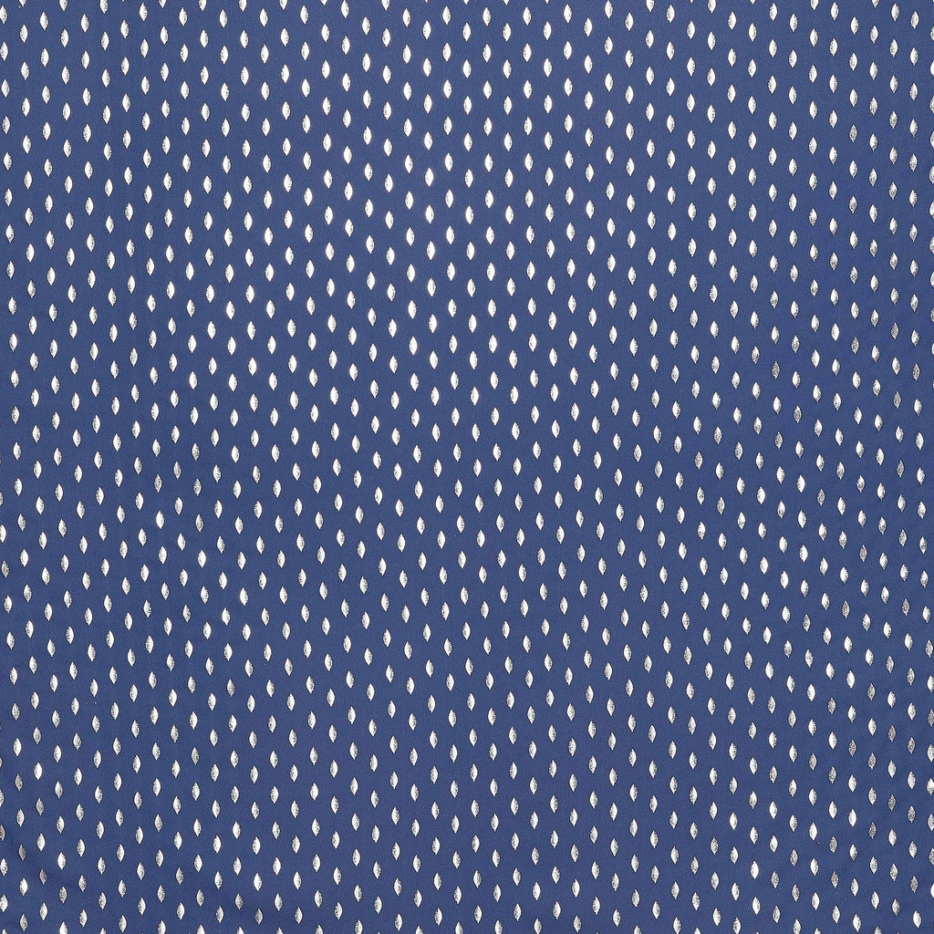 DENIM/SILVER | 26065 - LEAF FOGGY FOIL CHIFFON - Zelouf Fabrics