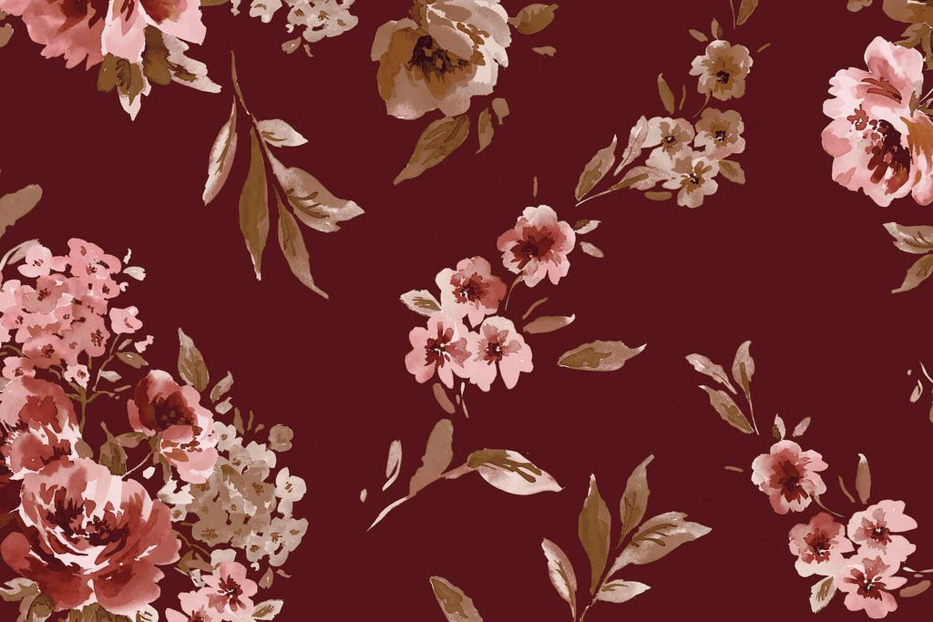 JOELLE FLORAL PRINT AML CLIP CHIFFON  | 26130-3695DP WINE COMBO - Zelouf Fabrics