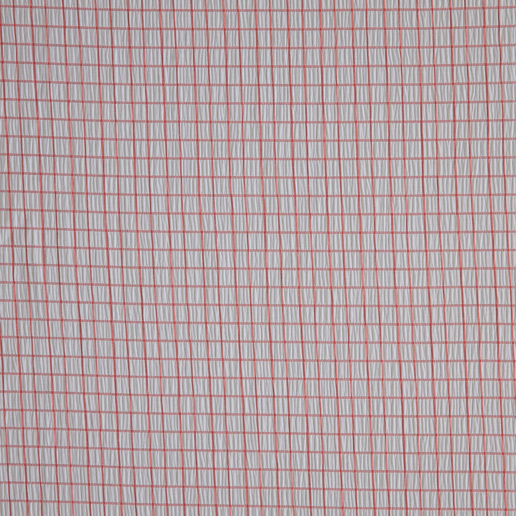 CLOVER WINDOWPANE SEERSUCKER YARN DYE  | 26204 WHITE/RED - Zelouf Fabrics