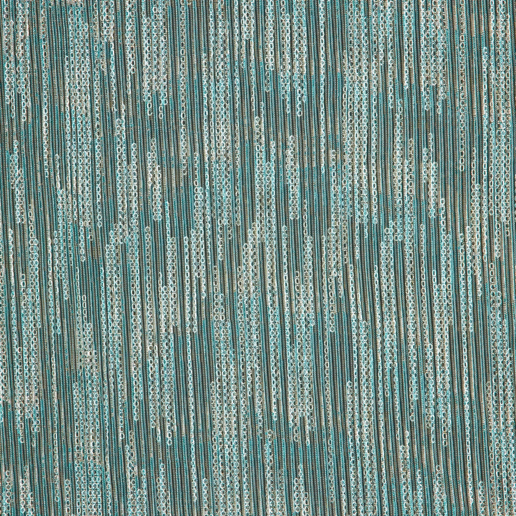 KATE INFINITY FOIL PLEATED LUREX MESH  | 26182PLT AQUA/SILVER - Zelouf Fabrics