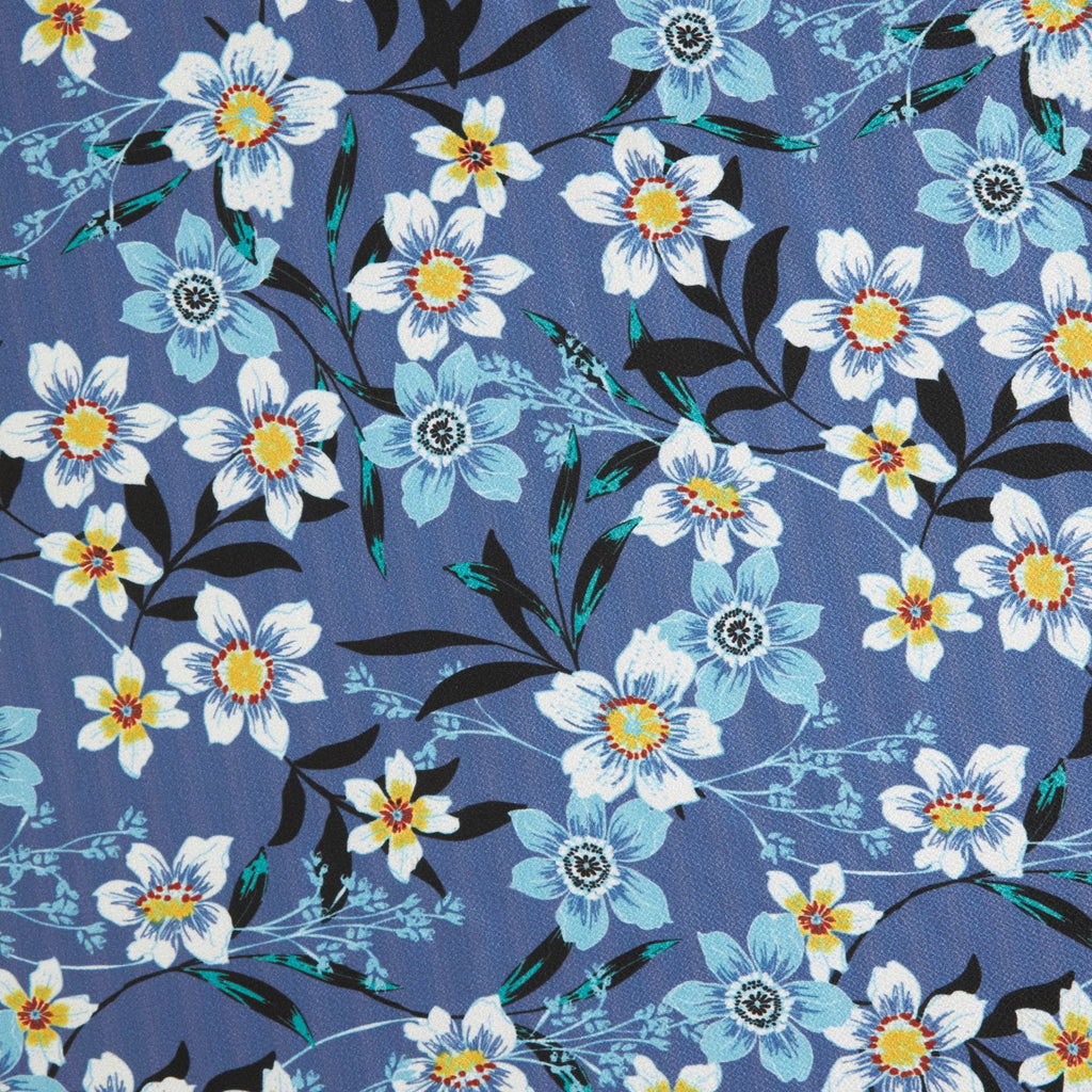 ELENA PRINT HAMMERED SATIN  | 26252-24146DP BLUE/EGGSHELL - Zelouf Fabrics
