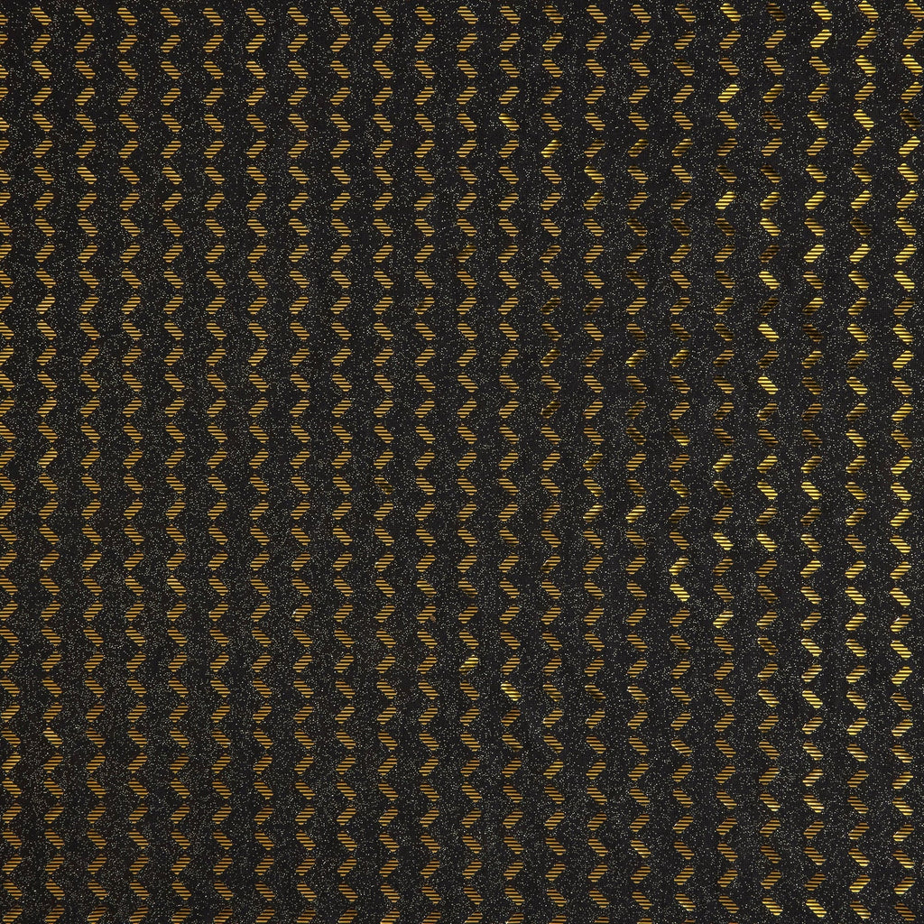VEGA CHEVRON STRIPE TRANS FOIL KNIT  | 26274-TRANS BLACK/GOLD - Zelouf Fabrics
