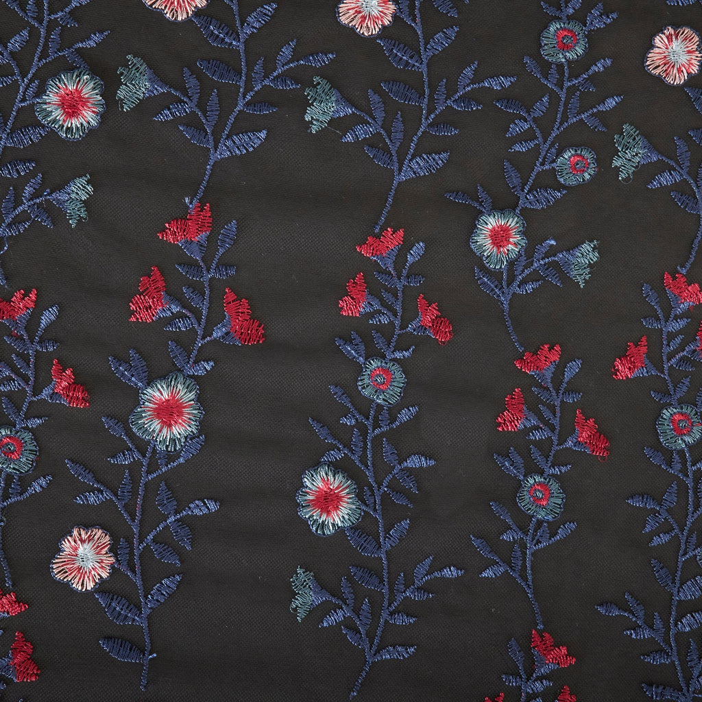 KAREN FLORAL VINE EMBROIDERY MESH  | 26213  - Zelouf Fabrics