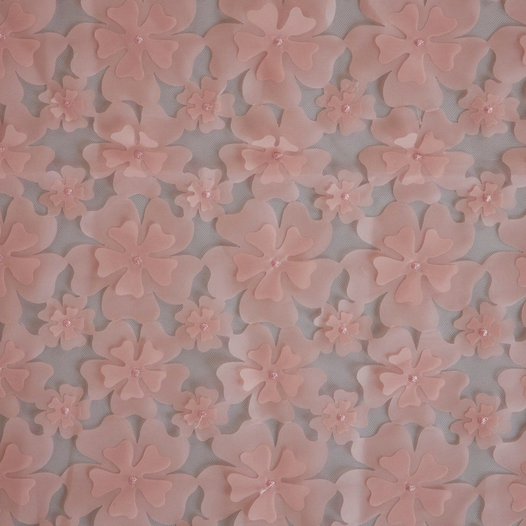 NANCY 3D FLORAL MESH  | 26297 BLUSH - Zelouf Fabrics