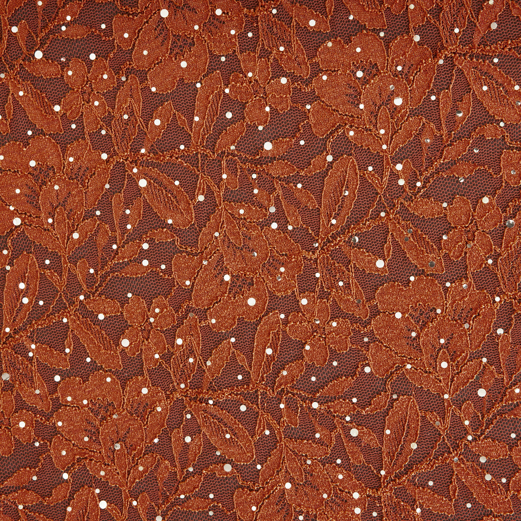 OLIVIA FLORAL SCALLOP TRANS LACE  | 25423SC-TRANS COCOA/BRONZE - Zelouf Fabrics
