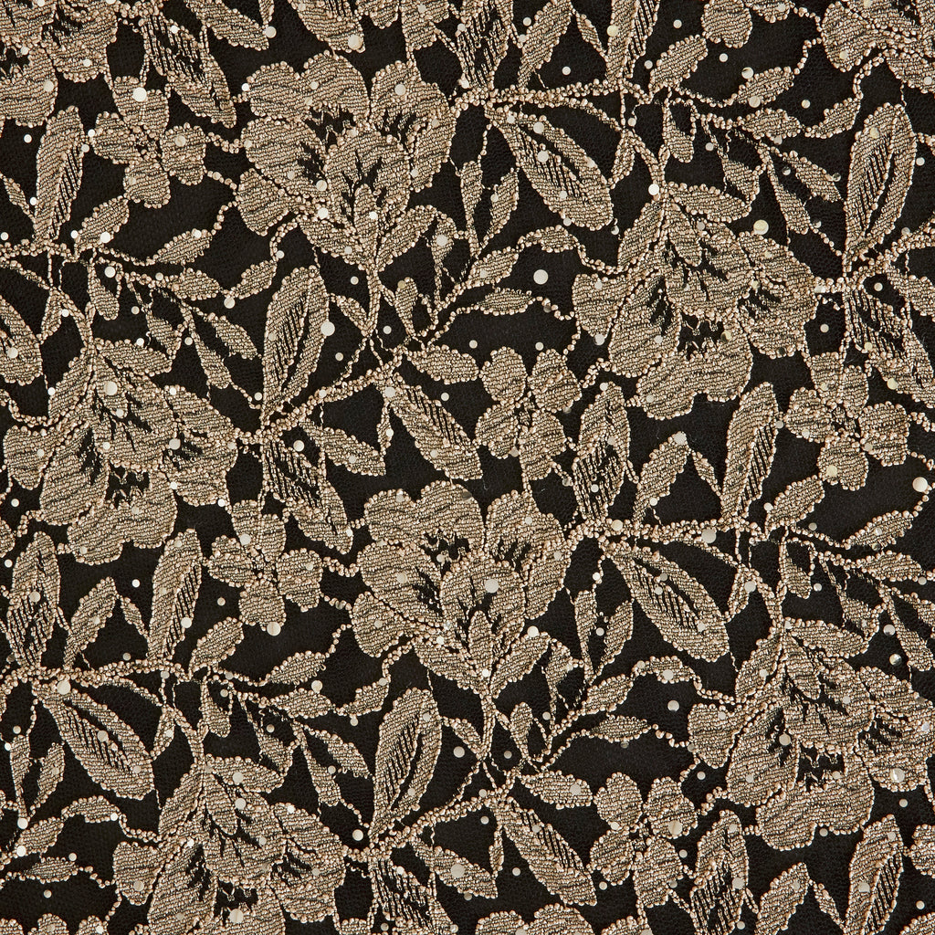 OLIVIA FLORAL SCALLOP TRANS LACE  | 25423SC-TRANS BLACK/SAND - Zelouf Fabrics