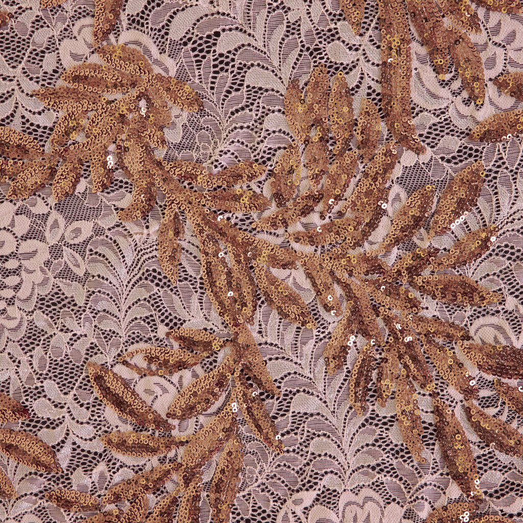 ESTHER SEQUIN LACE  | 26301-SEQUIN BLUSH/ROSEGOLD - Zelouf Fabrics
