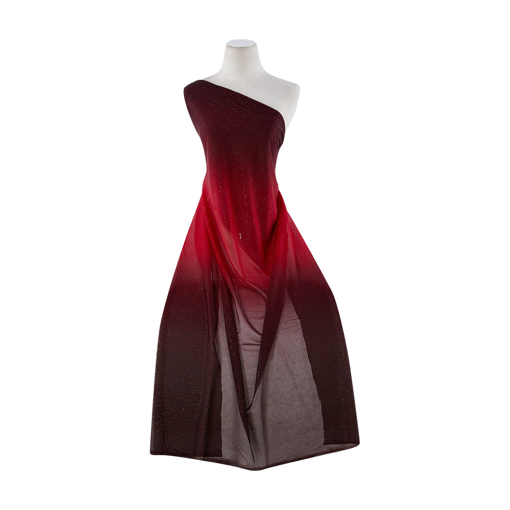 ROLLER GLITTER ON OMBRE MATTE JERSEY CHIFFON  | 3364 RED TIARA - Zelouf Fabrics