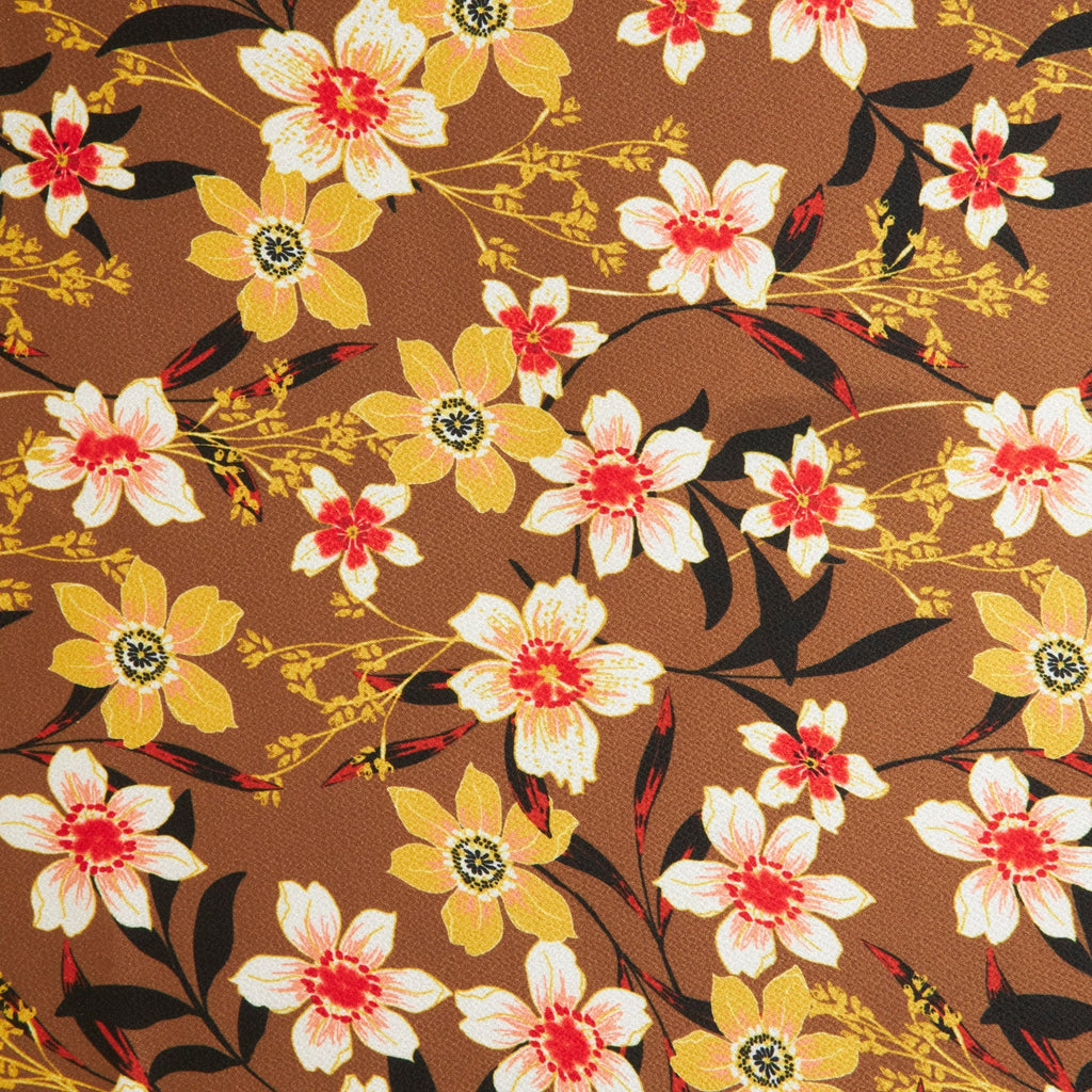 BROWN/GOLD | 26252-24146DP - ELENA PRINT HAMMERED SATIN - Zelouf Fabrics