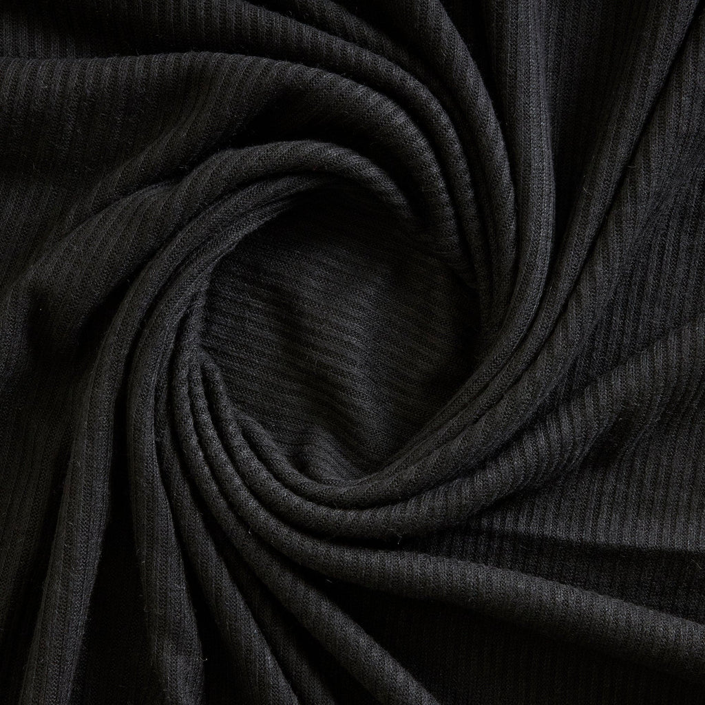 HELEN 2X2 RIB KNIT  | 26352 BLACK - Zelouf Fabrics