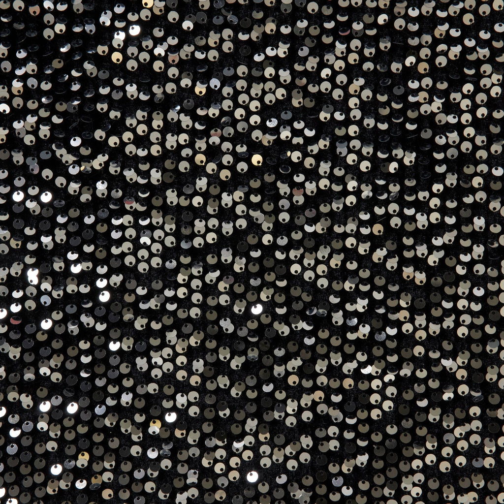DORINDA VELVET SEQUIN EMBROIDERY  | 26336 BLACK/STEEL - Zelouf Fabrics