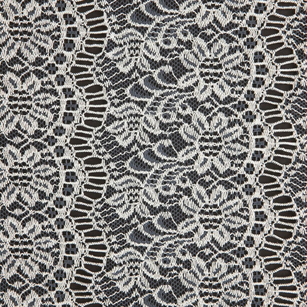 STEEL/IVORY | 26335 - CASSIDY BIADERE FLORAL LACE - Zelouf Fabrics