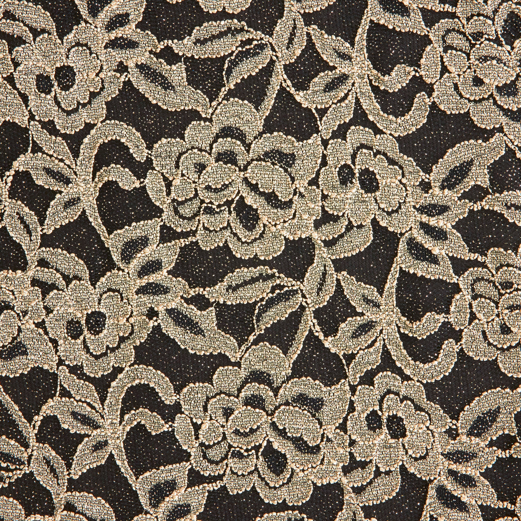 BLACK/SAND | 26328-GLITTER - FIONA TWO-TONE FLORAL LACE - Zelouf Fabrics