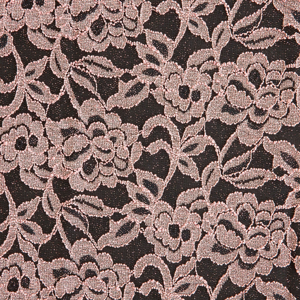 BLACK/ROSE | 26328-GLITTER - FIONA TWO-TONE FLORAL LACE - Zelouf Fabrics