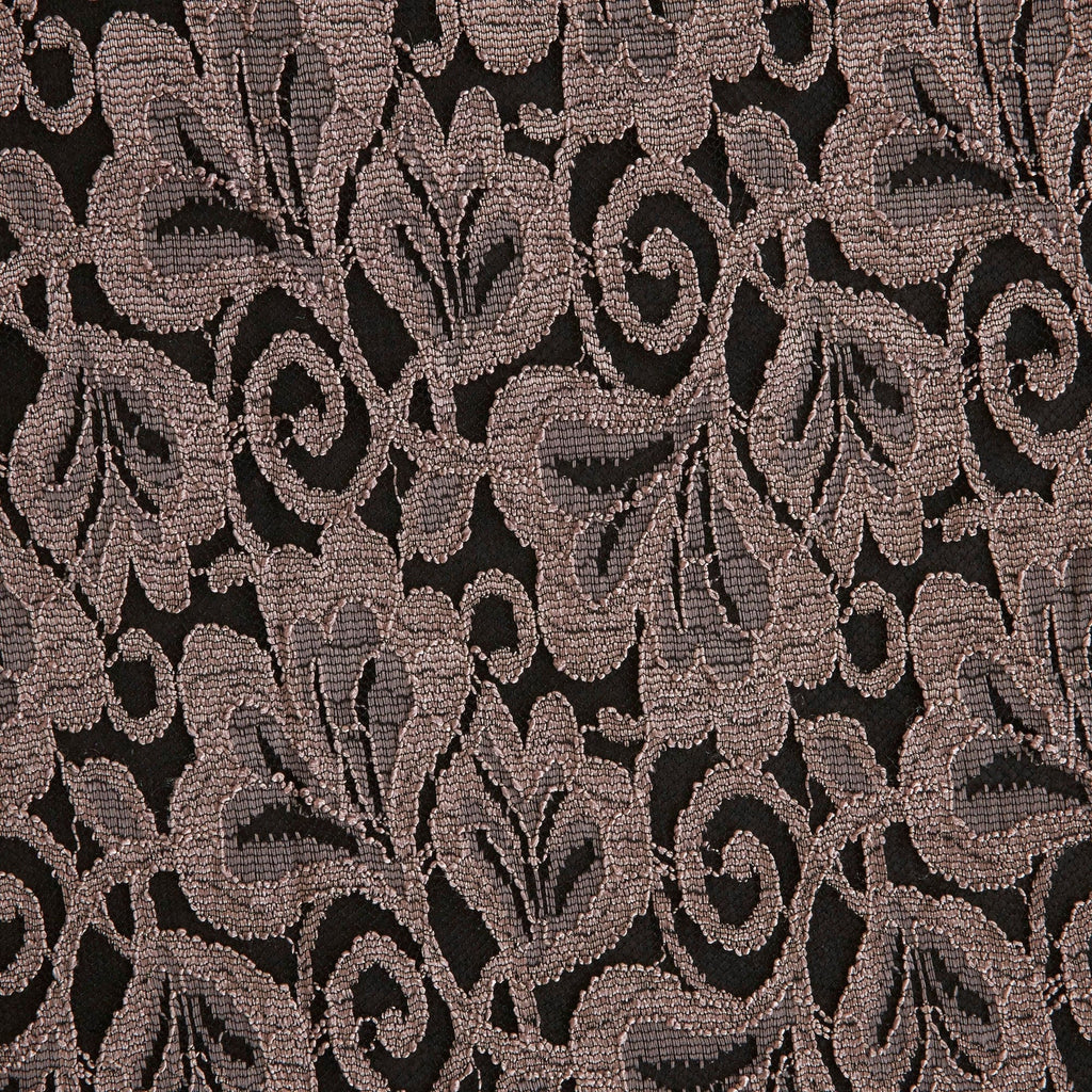 EVELYN FLORAL SCALLOP LACE  | 26329 BLACK/MAUVE - Zelouf Fabrics