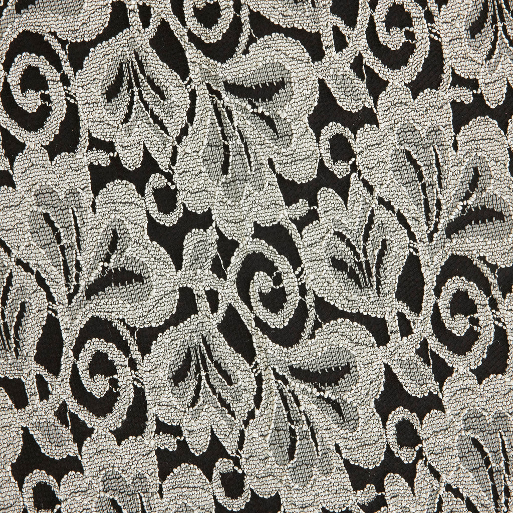 EVELYN FLORAL SCALLOP LACE  | 26329 BLACK/SILVER - Zelouf Fabrics