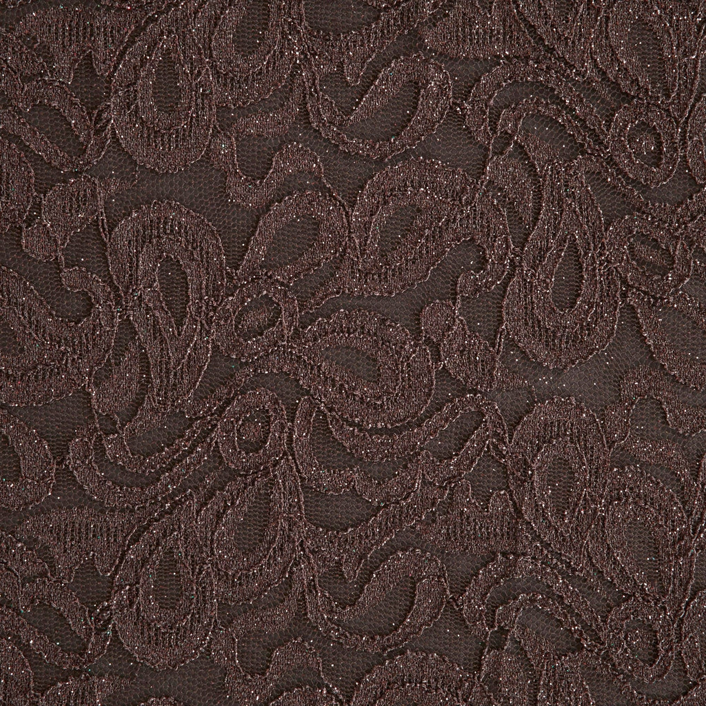 JACQUELINE GLITTER SCALLOP LACE  | 26330-GLITTER AUTUMN CHOCOLATE - Zelouf Fabrics
