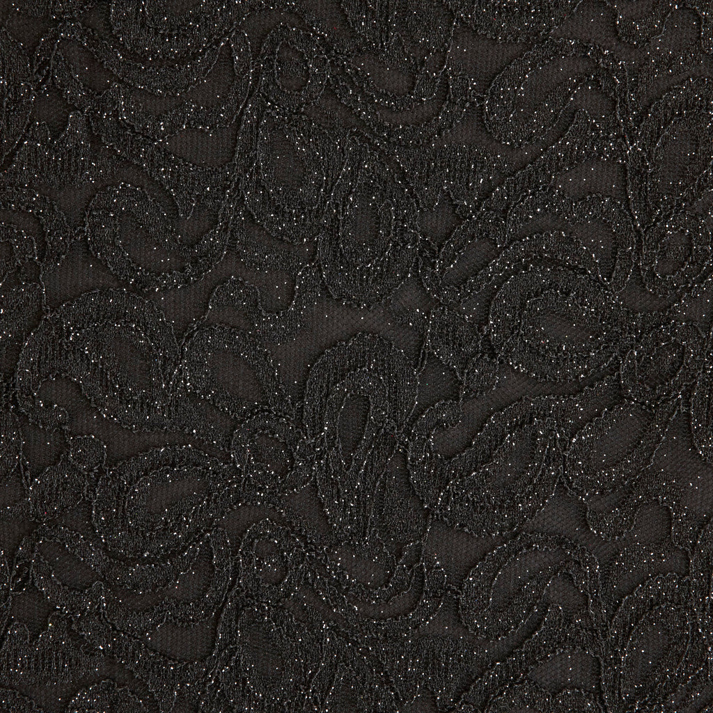 JACQUELINE GLITTER SCALLOP LACE  | 26330-GLITTER BLACK - Zelouf Fabrics