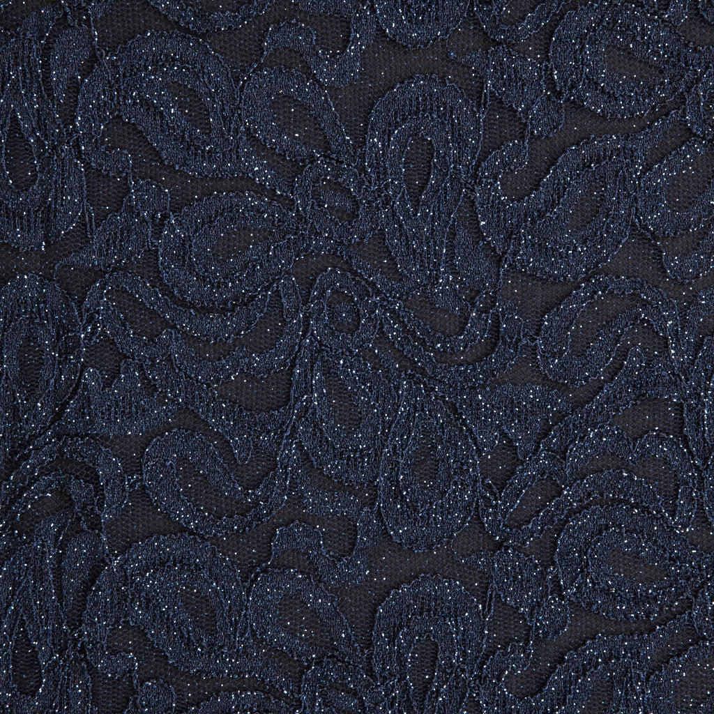 JACQUELINE GLITTER SCALLOP LACE  | 26330-GLITTER CHARMING NAVY - Zelouf Fabrics