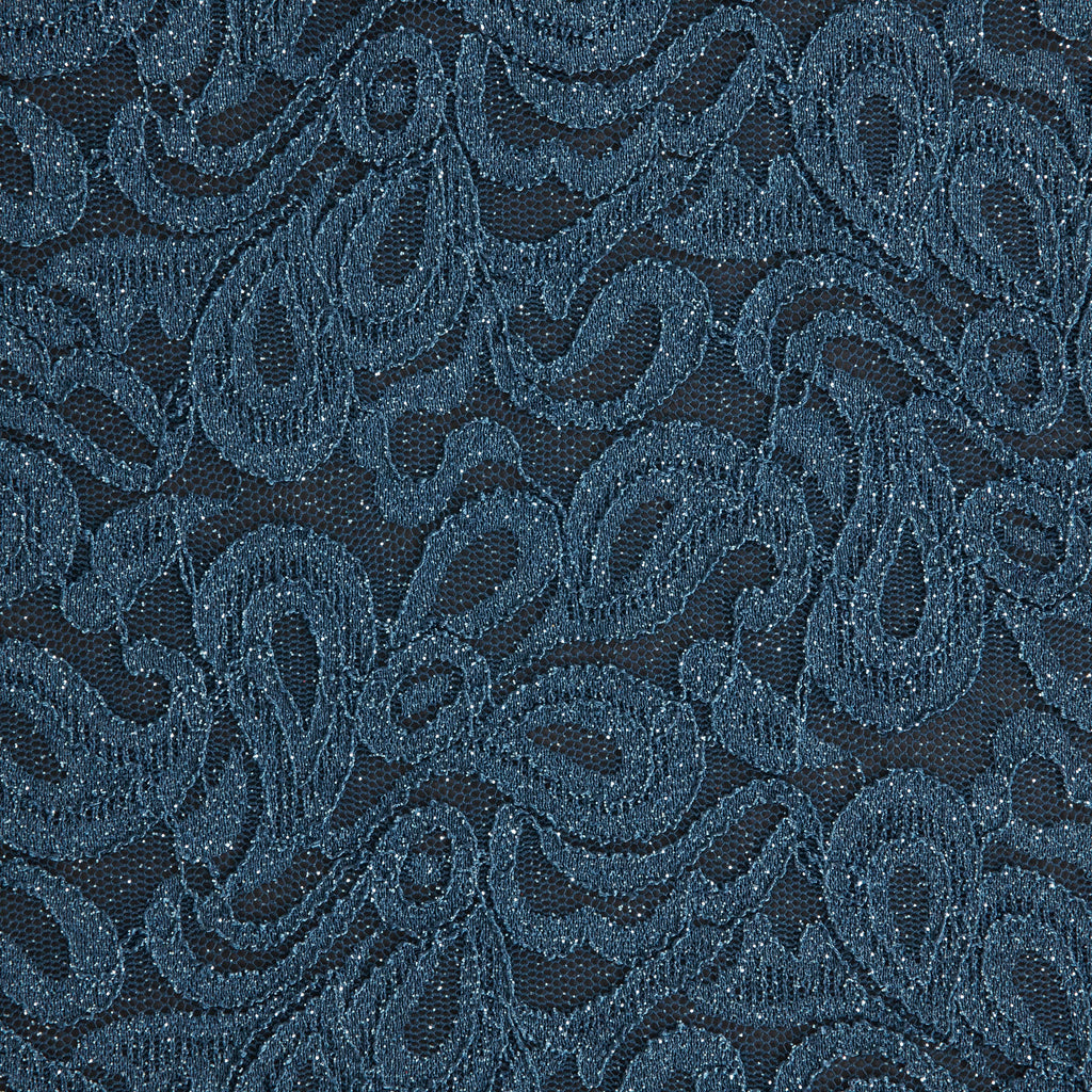 JACQUELINE GLITTER SCALLOP LACE  | 26330-GLITTER CHARMING PEACOCK - Zelouf Fabrics
