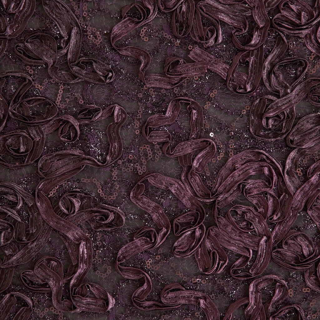 JANET RIBBON SOUTACHE LACE MESH  | 26263 CHARMING MULBERRY - Zelouf Fabrics