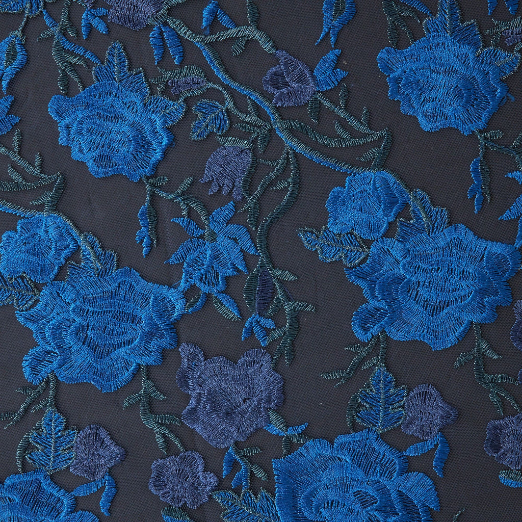 NAVY/NAVY | 24564 - COCO LACE EMBROIDERY FLOWER - Zelouf Fabrics