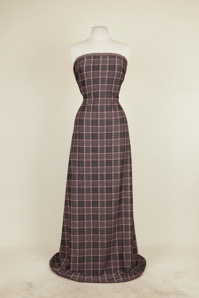 CYNTHIA PLAID JACQUARD KNIT  | 26324 BLACK/ROSE - Zelouf Fabrics
