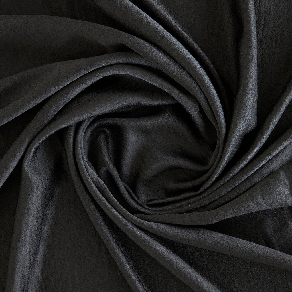 AMY WASHER CREPE SATIN  | D2478 BLACK - Zelouf Fabrics