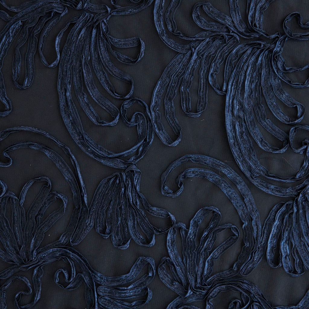 KAILEE RIBBON SOUTACHE MESH  | 26259 CHARMING NAVY - Zelouf Fabrics