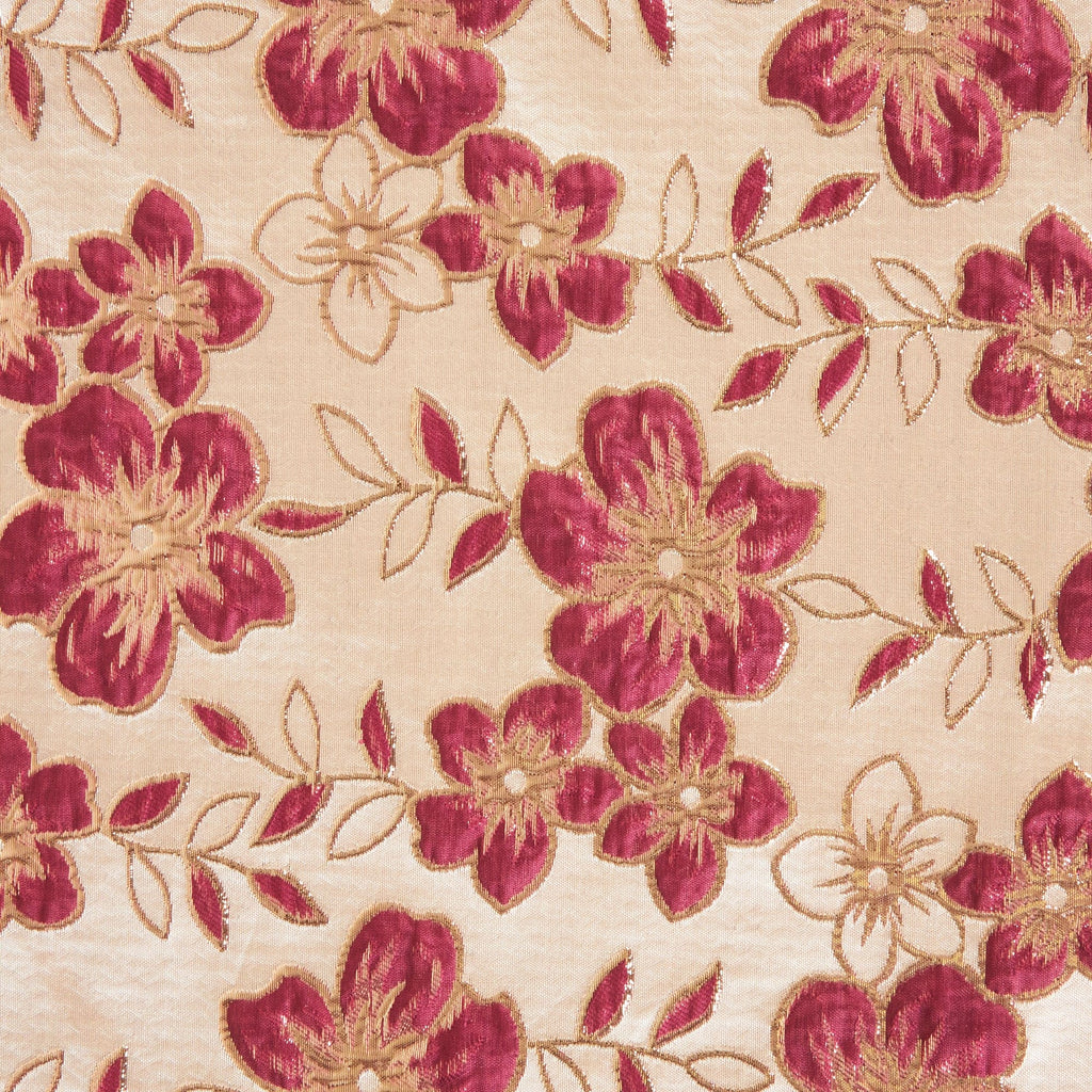 LUCY FLORAL JACQUARD  | 26306 WINE COMBO - Zelouf Fabrics