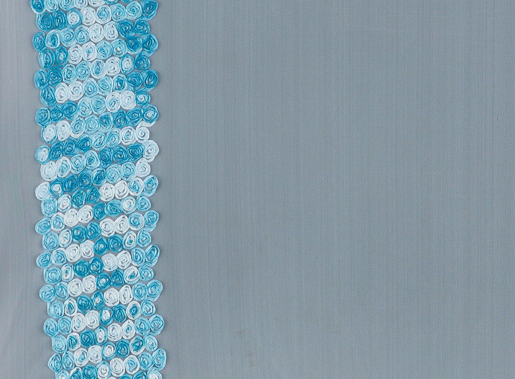 FROSTY MINT | 4015-1060 - ROSE SUTASH BORDER ON TULLE - Zelouf Fabrics