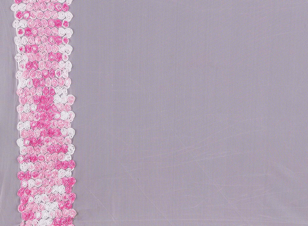 FROSTY PINK | 4015-1060 - ROSE SUTASH BORDER ON TULLE - Zelouf Fabrics