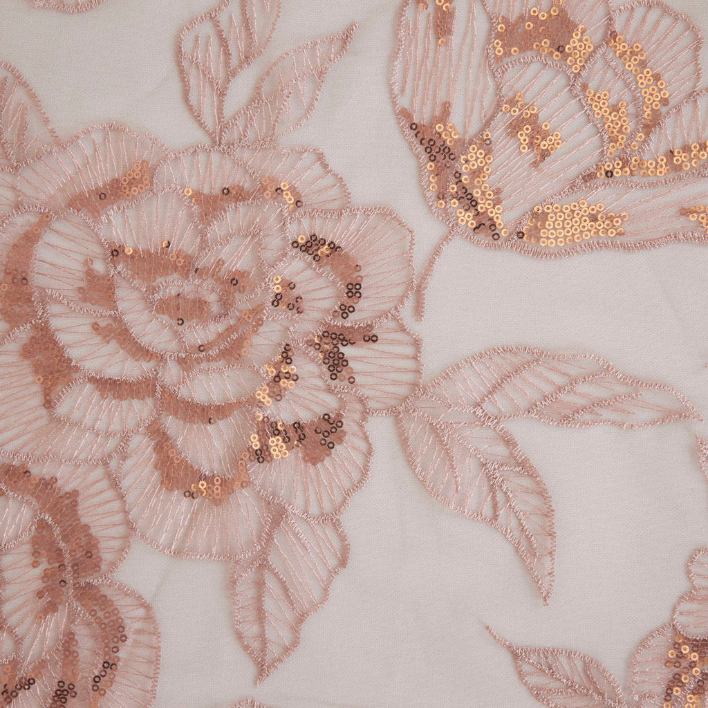 SHARI ROSE SEQUIN EMBROIDERY MESH  | 26381 BLUSH COMBO - Zelouf Fabrics