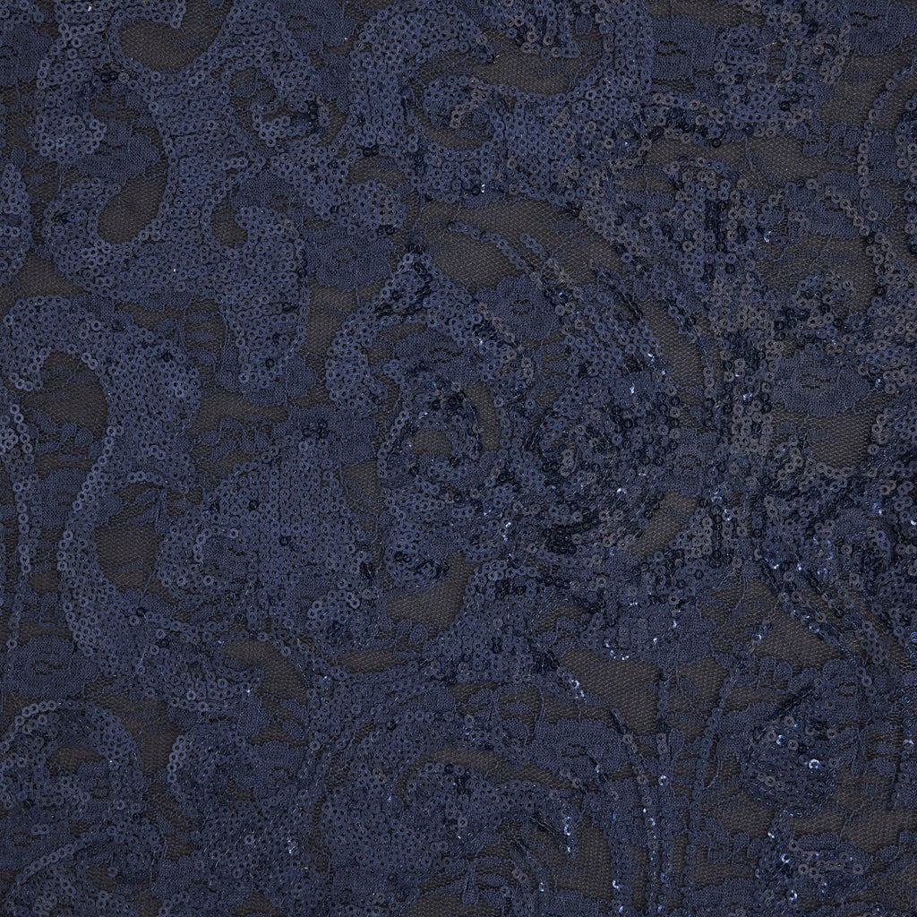 CARRIE SEQUINS LACE MESH  | 26385 PERFECT NAVY - Zelouf Fabrics