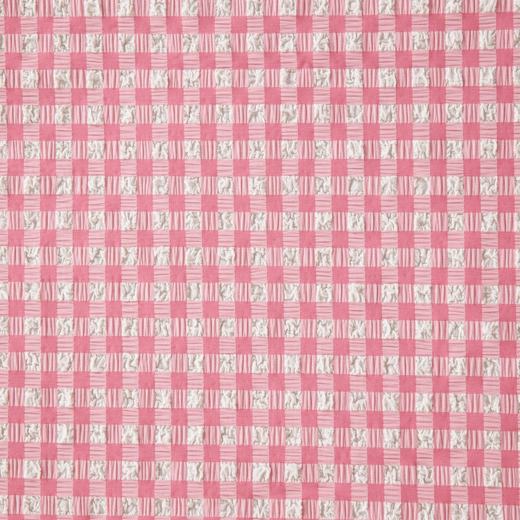 PINK | 26395 - SCRUNCH CHECK SEERSUCKER - Zelouf Fabrics